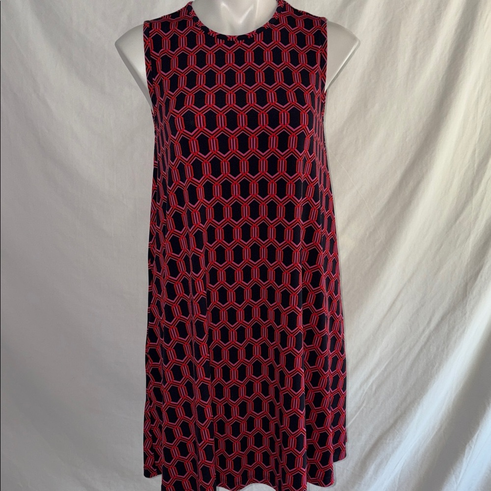 Nicole Miller Red and Black Geometric Dress